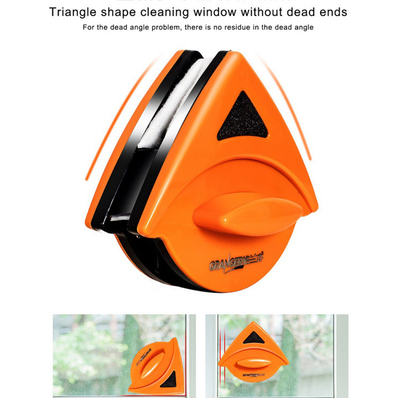 Double-Sided Magnetic Window Cleaner – Triangle Glass Wiper Tool