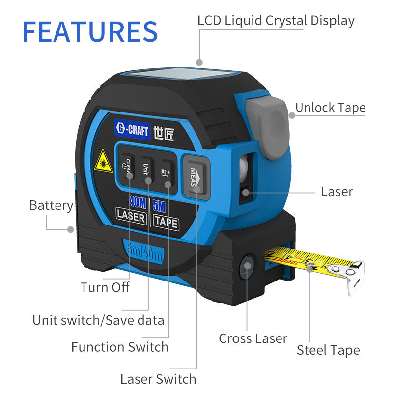 3-in-1 Laser Tape Measure & Rangefinder – Smart Digital Distance Meter