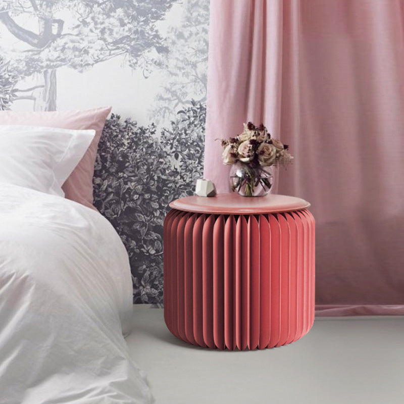 Folding Ottoman Stool with Leather Cushion – Space-Saving Home Decor Seat