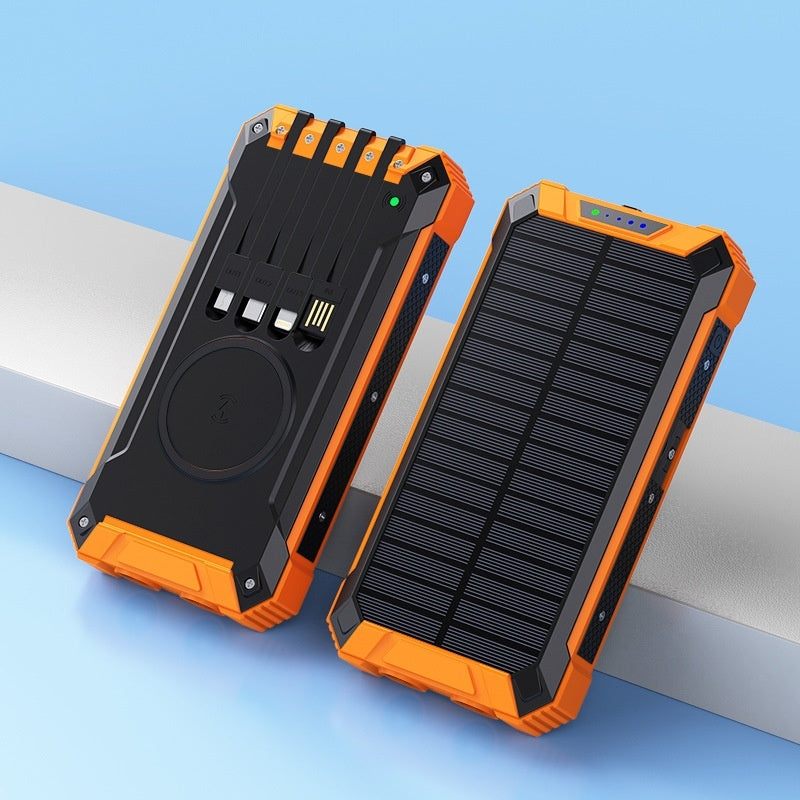 Wireless Solar Power Bank – Dual USB Portable Charger with LED Flashlight